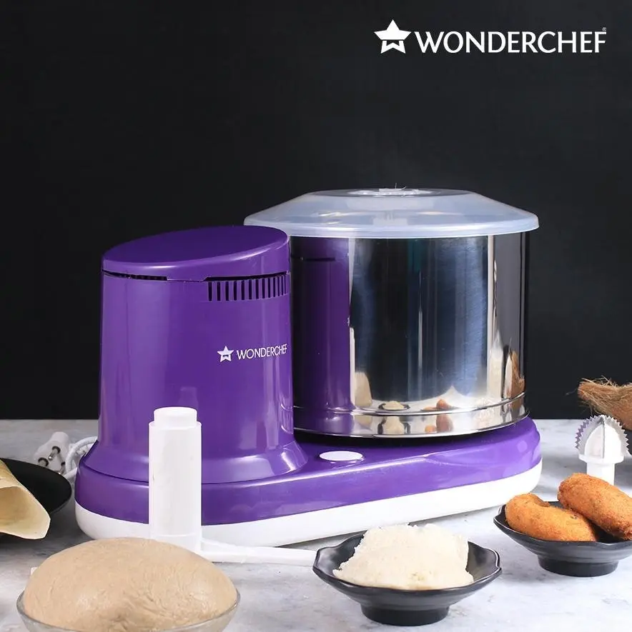 Wonderchef Maxima 150-Watt Table Top Wet Grinder 2L with Coconut Scrapper & Atta Kneader with Australian Plug