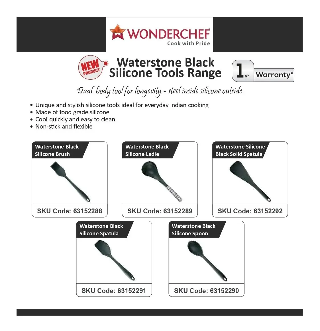 Wonderchef Waterstone Black Silicone Brush