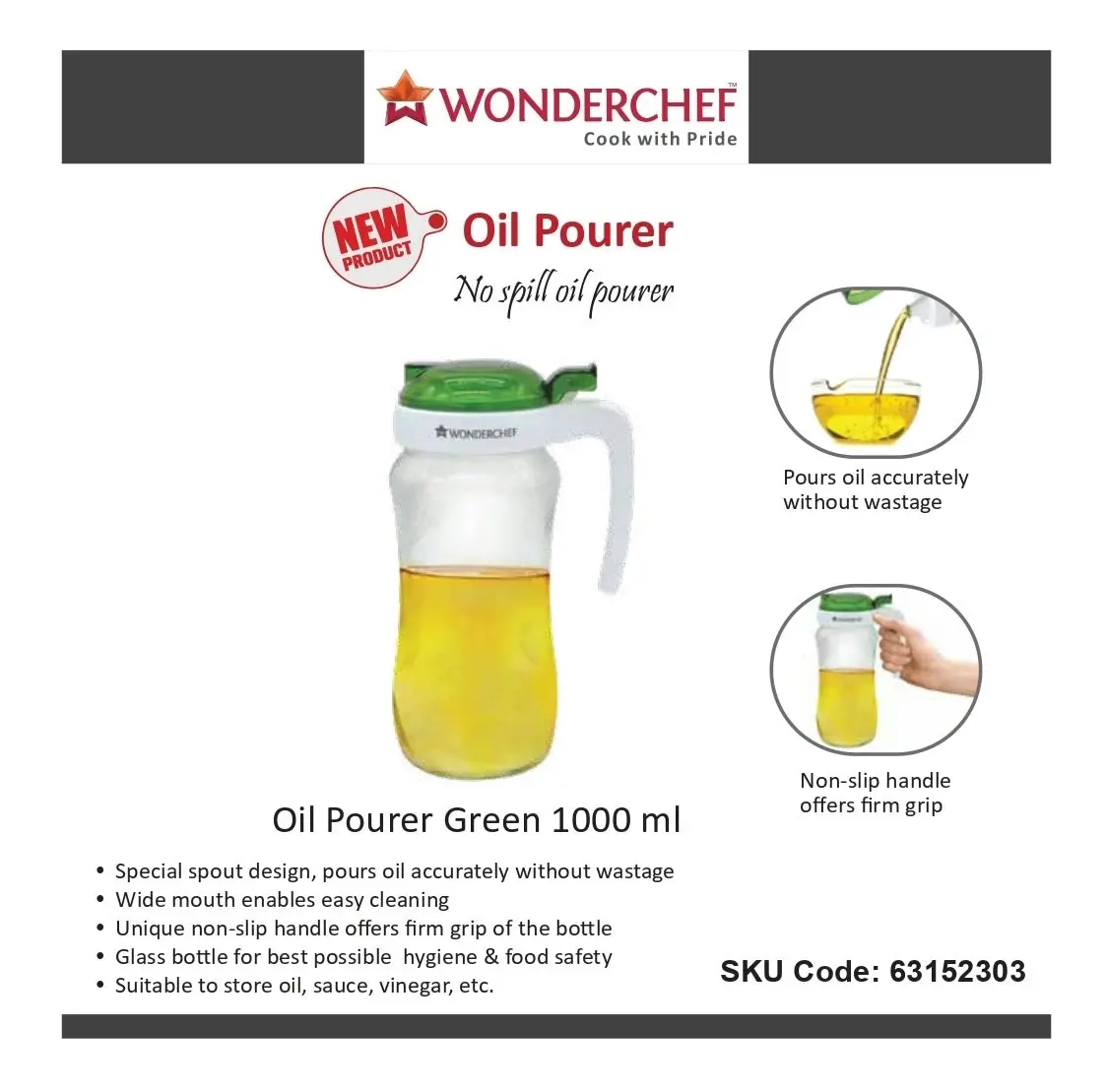 Wonderchef Oil Pourer Green 1000ml