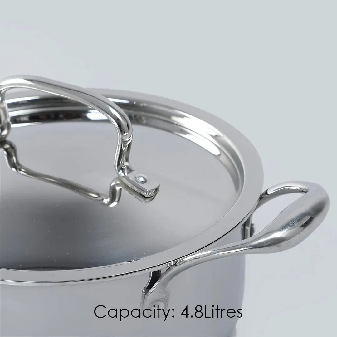 Wonderchef Nigella Stainless Steel  Casserole Triply with Lid 24 cm 4.8L