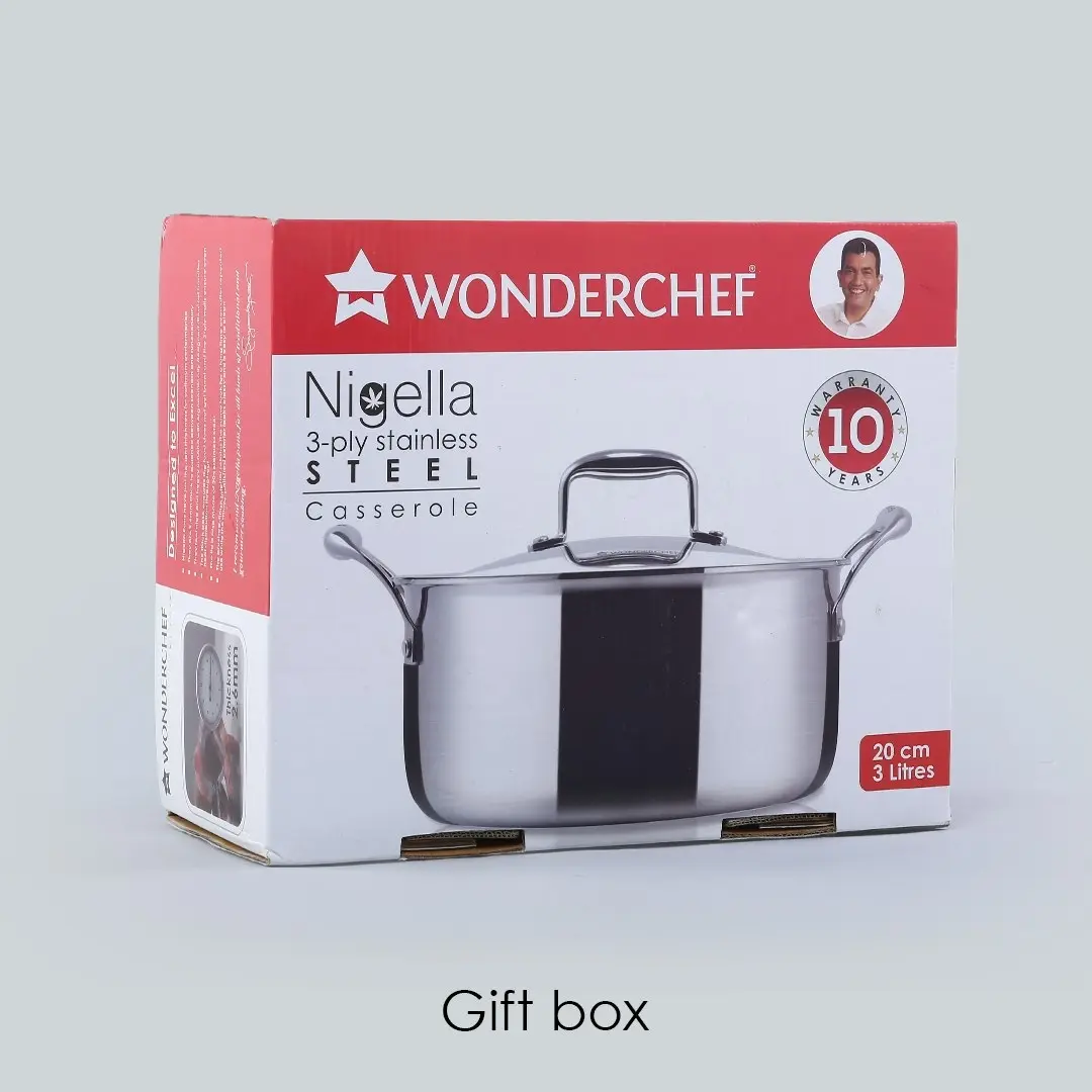 Wonderchef Nigella Stainless Steel  Casserole Triply with Lid 20 cm 3L