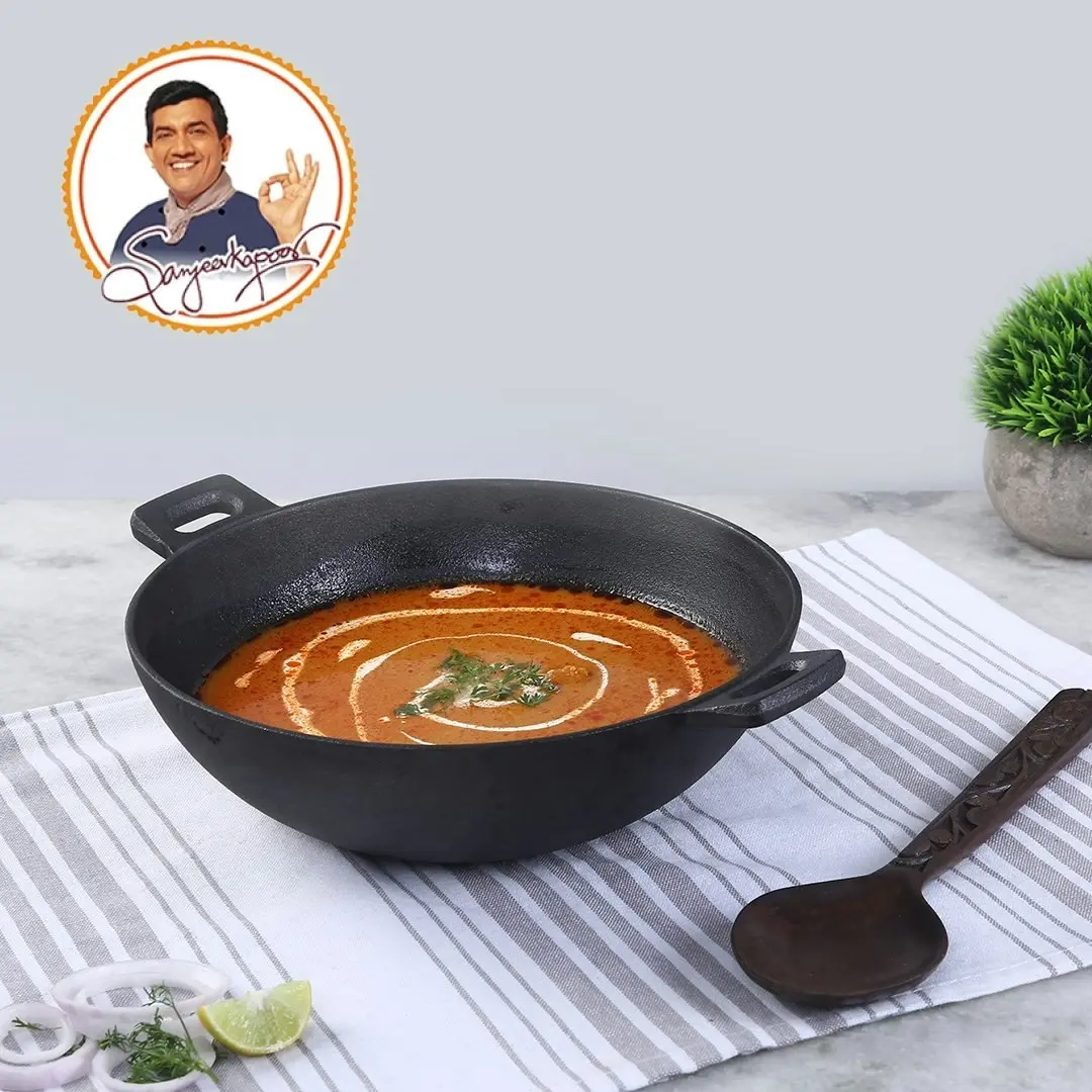 Wonderchef Forza Pre Seasoned Cast Iron Kadhai 30cm, 3.35L, 3.8mm