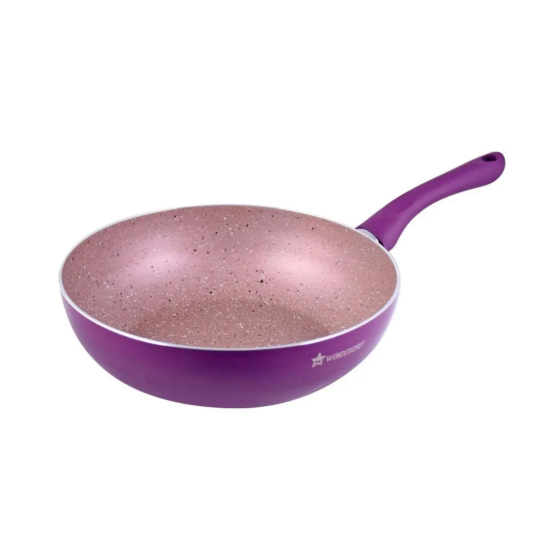 Wonderchef Royal Velvet Wok with Lid - Purple 1 Handle 24cm 2.7L