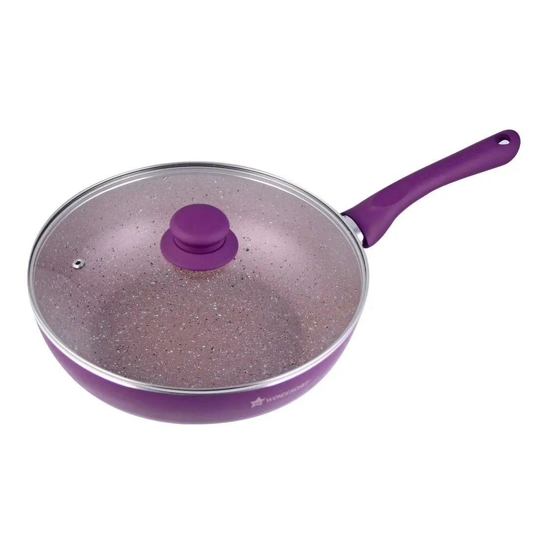 Wonderchef Royal Velvet Wok with Lid - Purple 1 Handle 24cm 2.7L