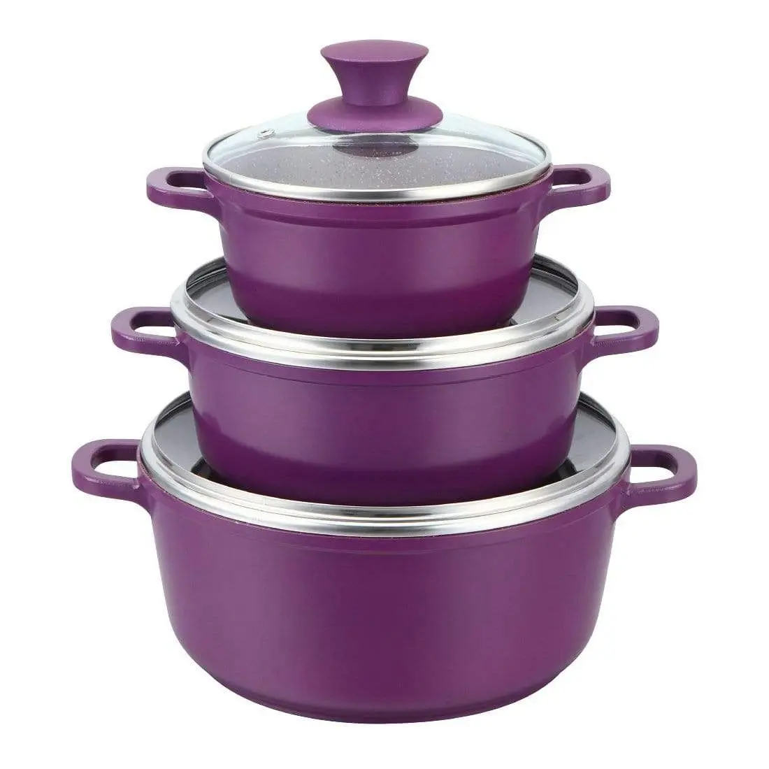 Wonderchef Granite Range Die-Cast Casserole Set – 6 Pc - Purple