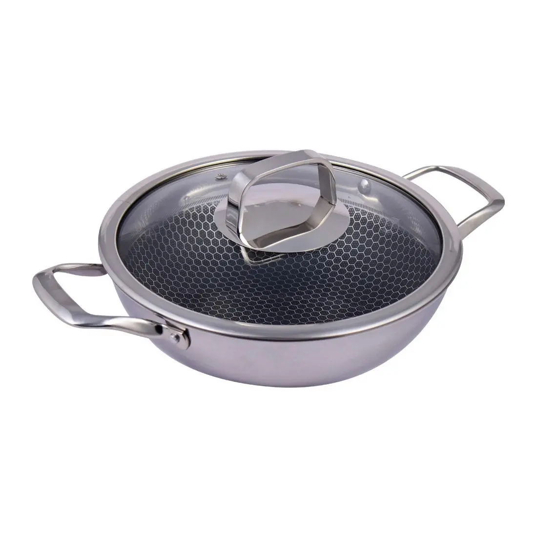 Wonderchef Stanton Stainless Steel Nonstick Kadhai with Lid- 24cm 2L