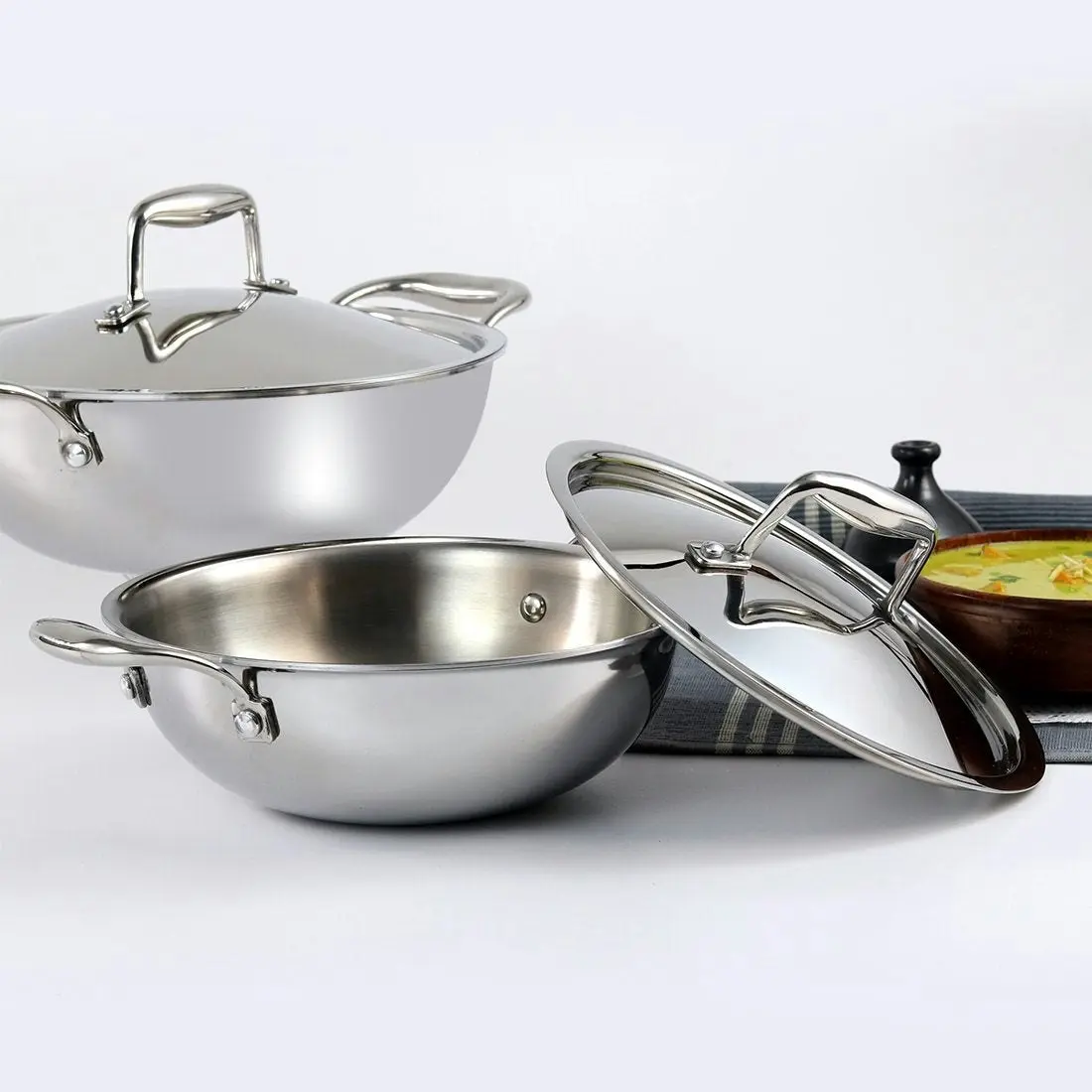 Wonderchef Nigella Stainless Steel Triply Kadhai with Lid 20 cm 1.5L