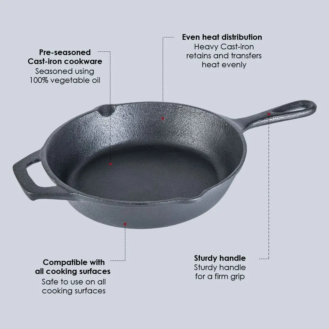 Wonderchef Forza- Pre Seasoned cast Iron Fry Pan 24 cm 2.5L