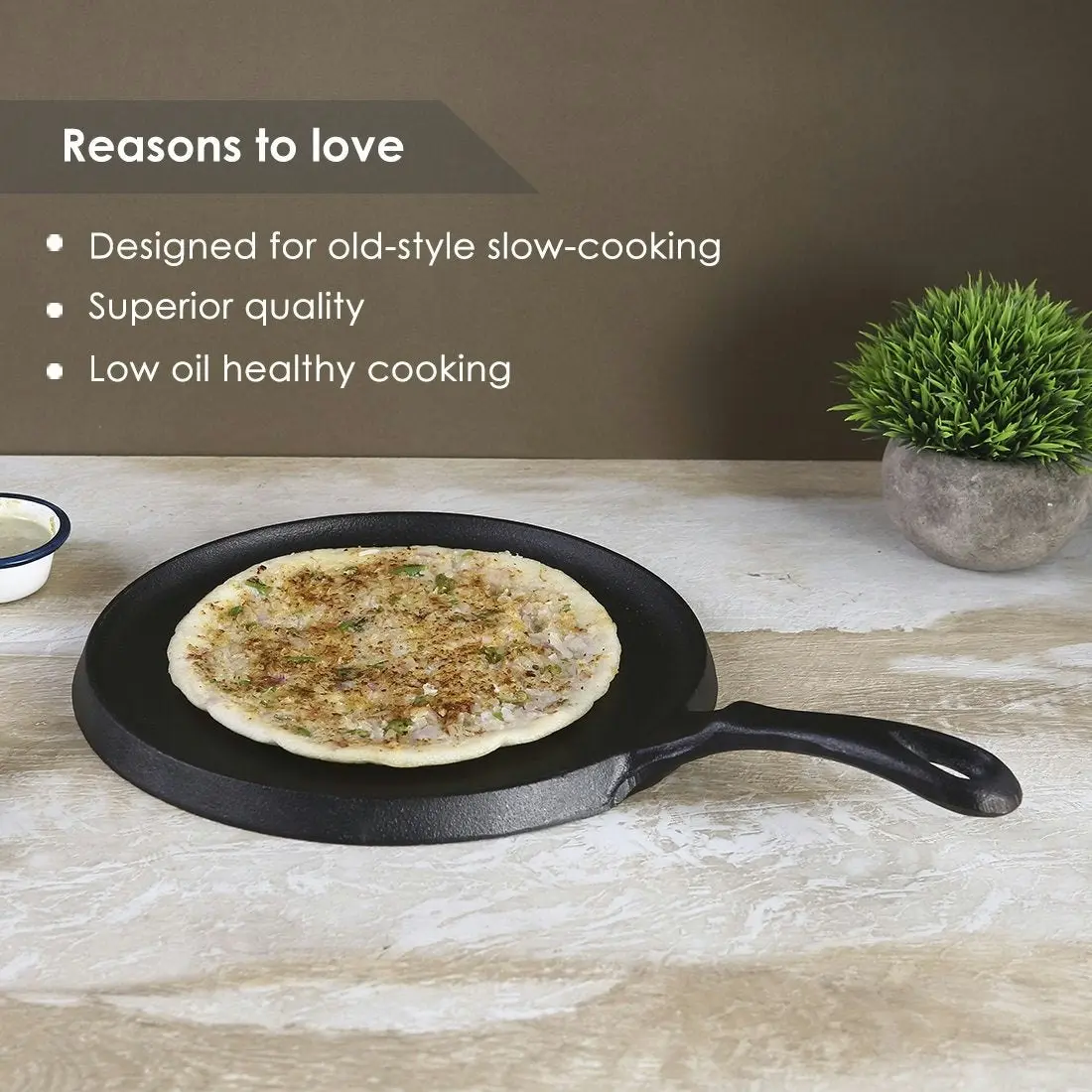 Wonderchef Forza- Pre Seasoned cast Iron Dosa Tawa 25 cm