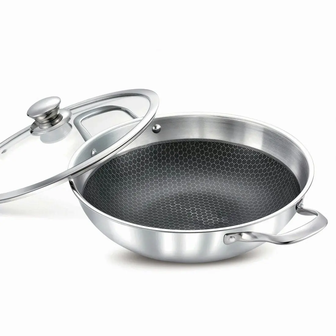 Wonderchef Stanton Stainless Steel Nonstick Kadhai With Lid- 28cm 3.4L