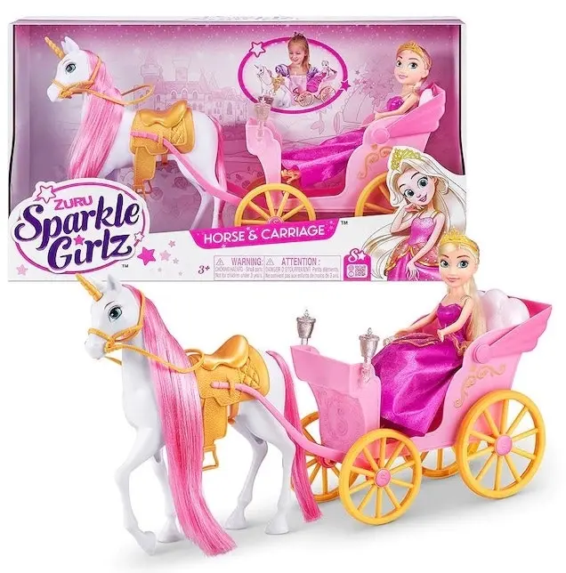 Sparkle Girlz Unicorn and Princess Doll with Carriage Set