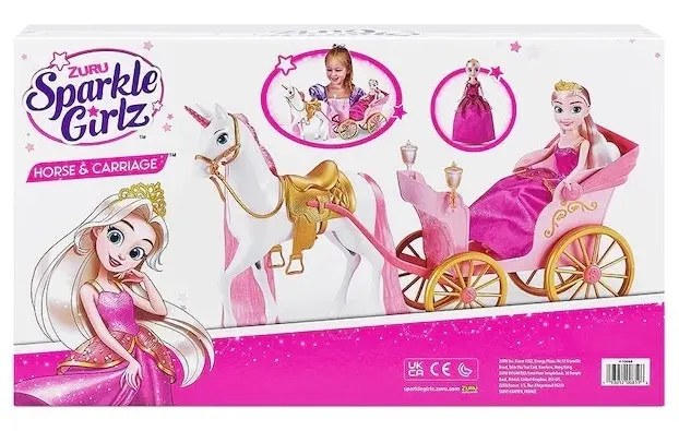 Sparkle Girlz Unicorn and Princess Doll with Carriage Set