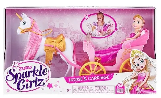 Sparkle Girlz Unicorn and Princess Doll with Carriage Set