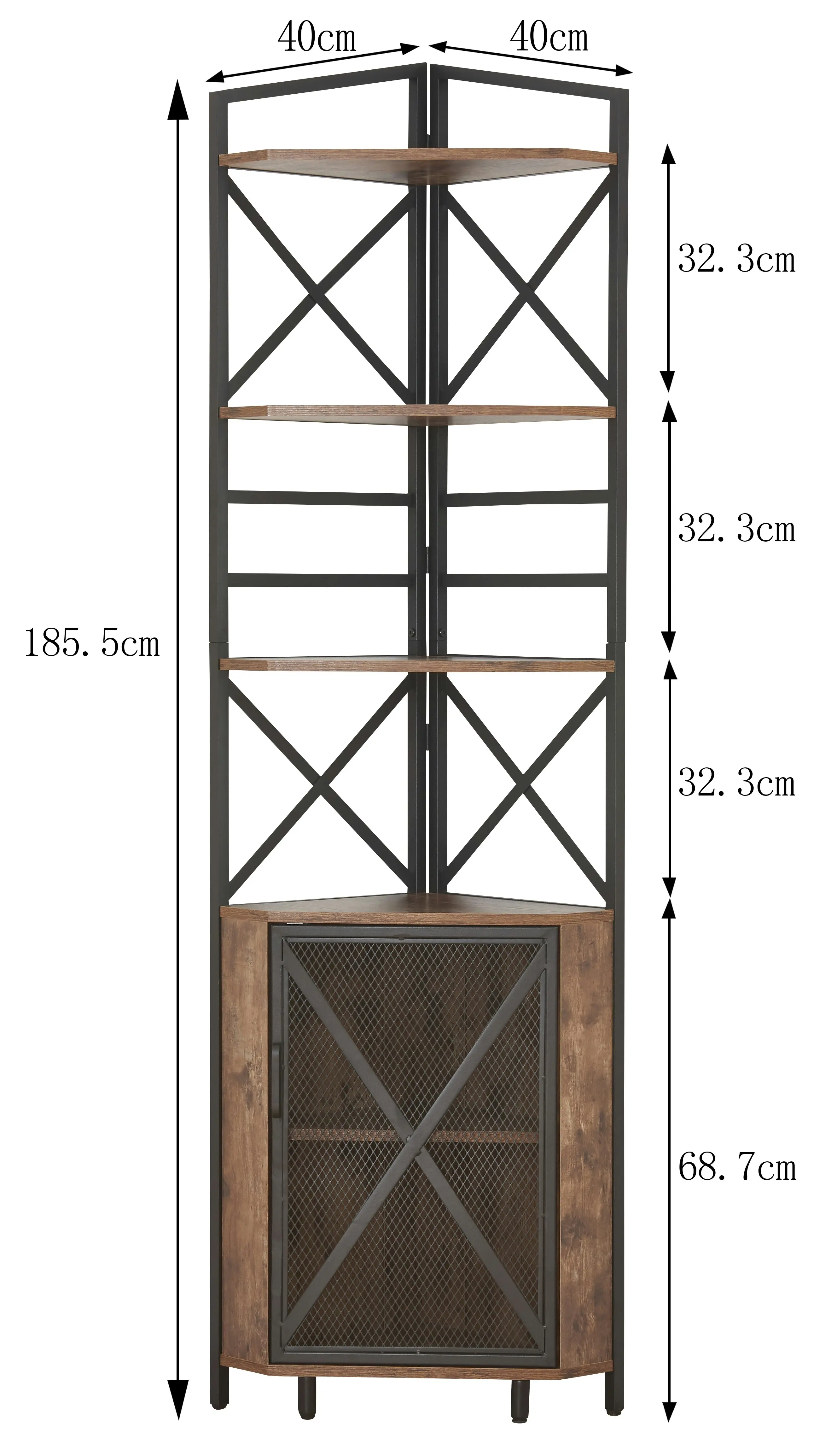 HLIVING Corner Shelf 6-Tier with Storage,Corner Bookshelf Stand Storage Rack Plant Stand，Rustic Brown