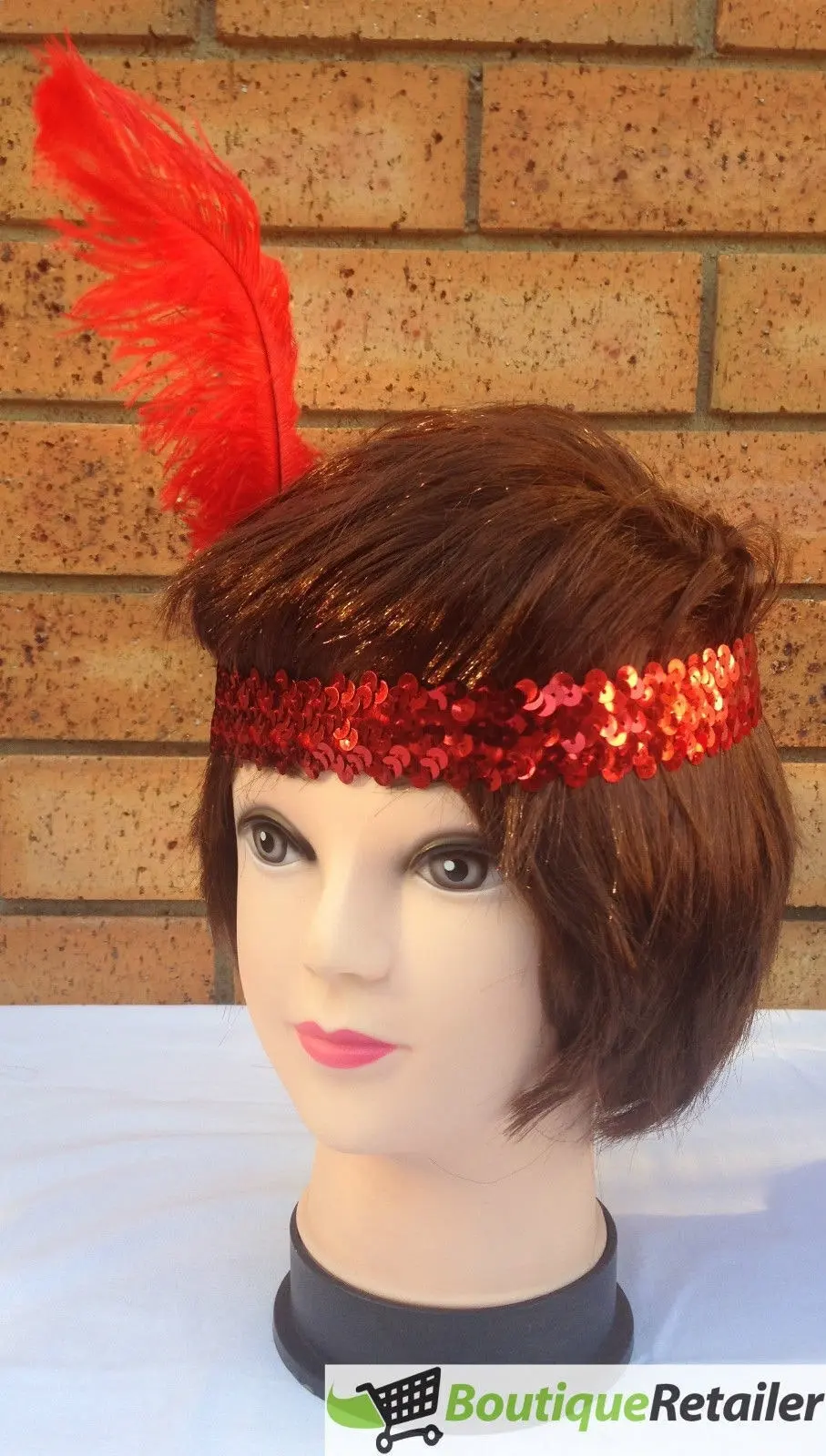 1920s FLAPPER HEADBAND Headpiece Feather Sequin Charleston Costume Gatsby Dance