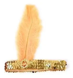 1920s FLAPPER HEADBAND Headpiece Feather Sequin Charleston Costume Gatsby Dance