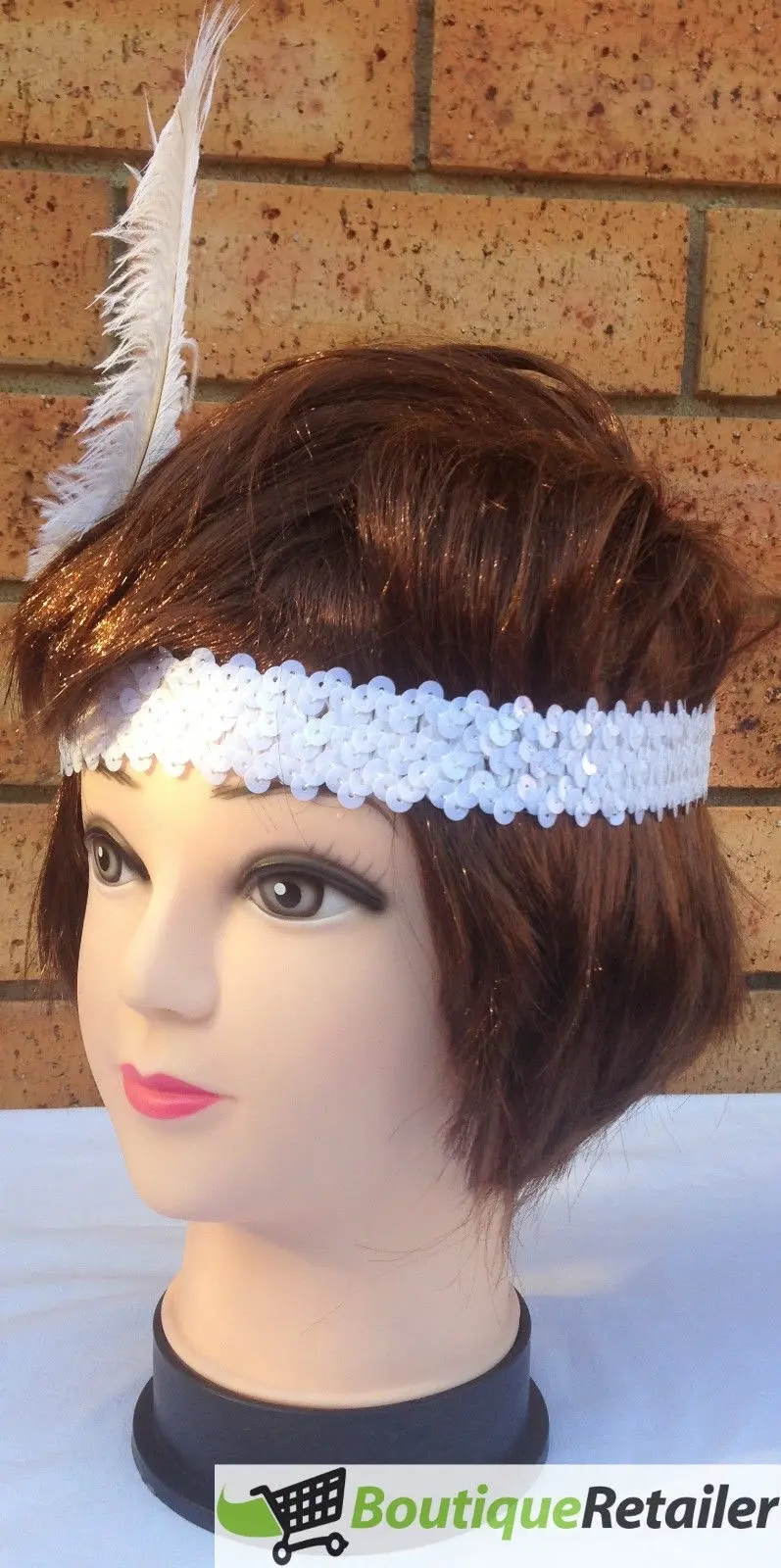 1920s FLAPPER HEADBAND Headpiece Feather Sequin Charleston Costume Gatsby Dance