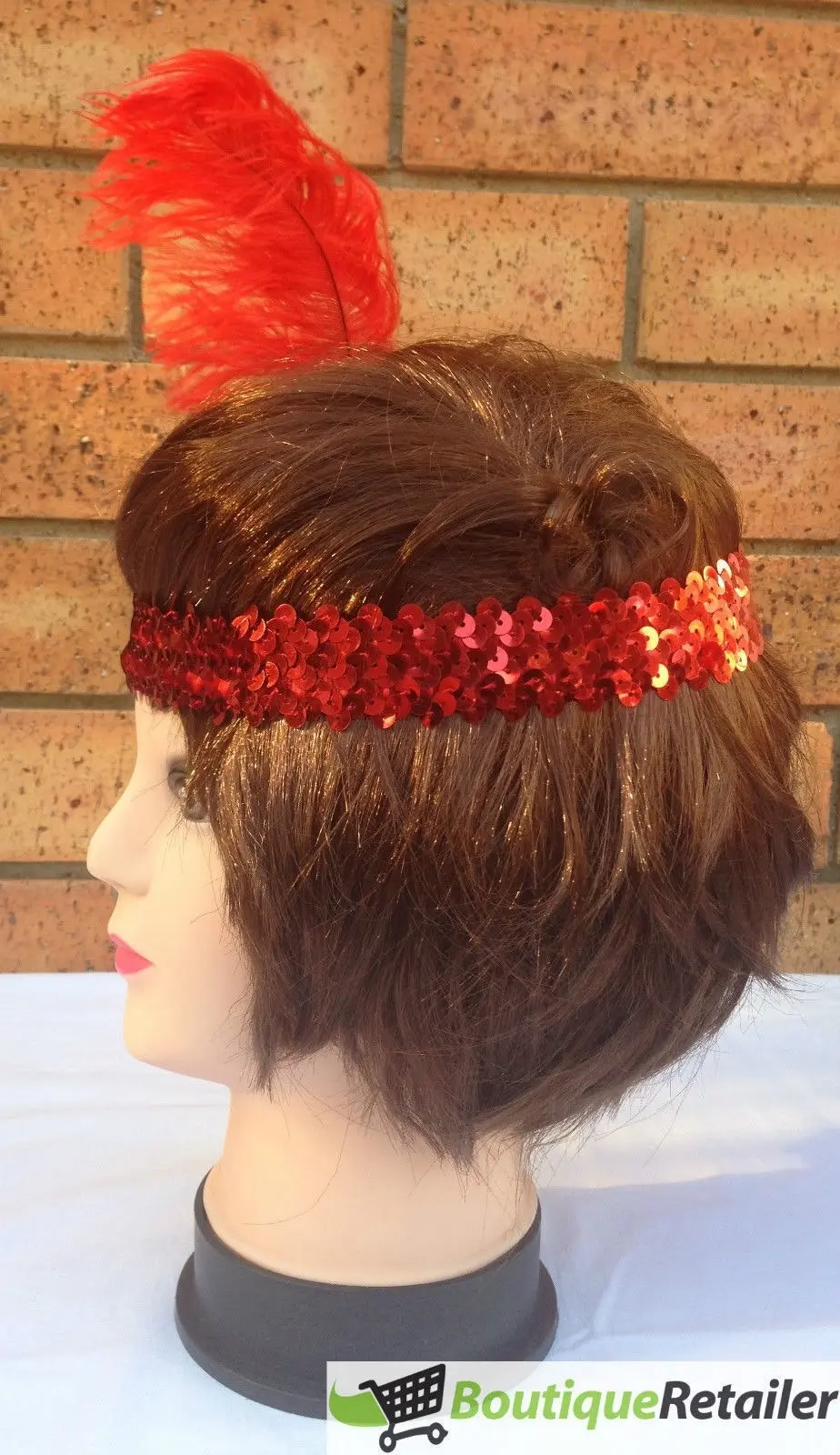 1920s FLAPPER HEADBAND Headpiece Feather Sequin Charleston Costume Gatsby Dance