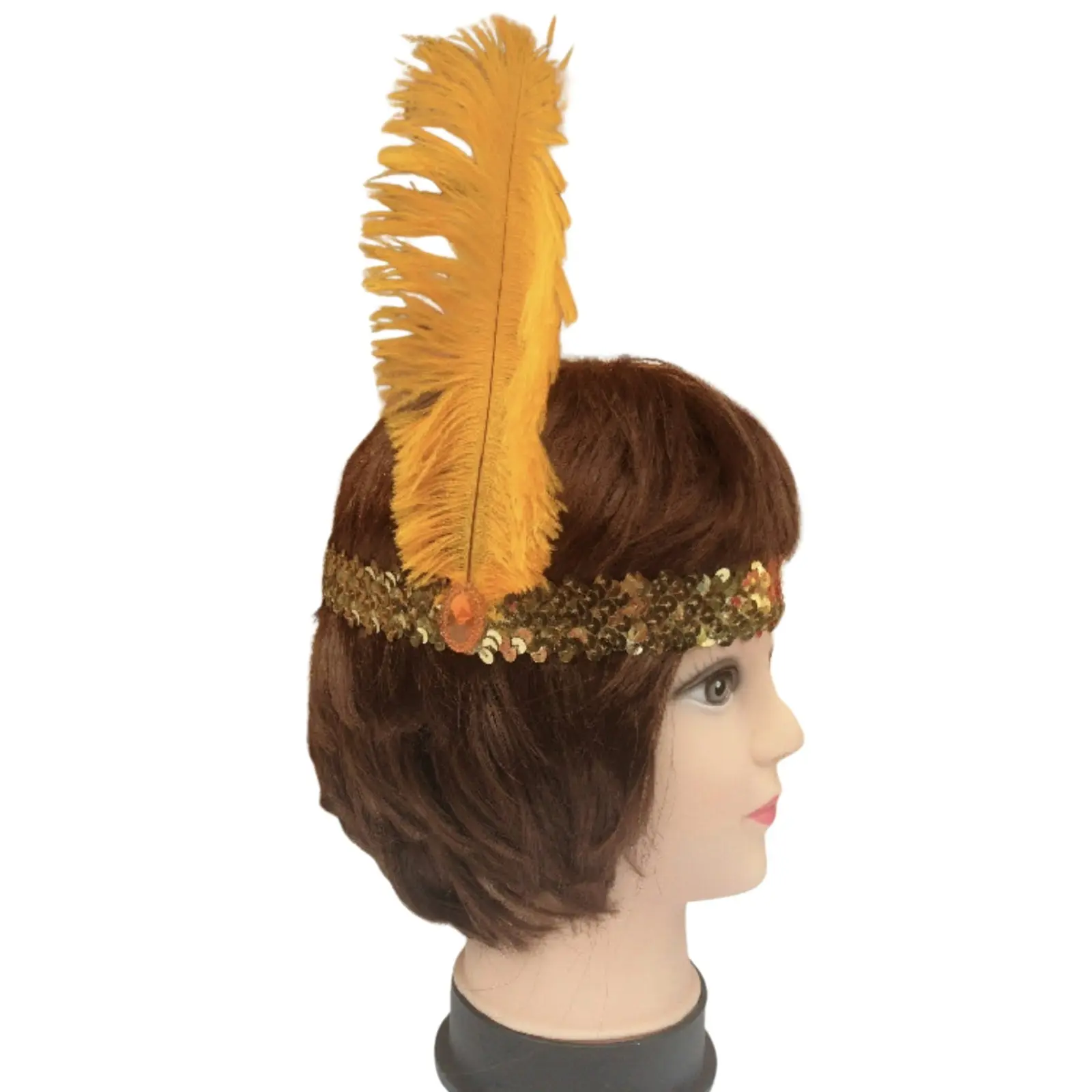 1920s FLAPPER HEADBAND Headpiece Feather Sequin Charleston Costume Gatsby Dance