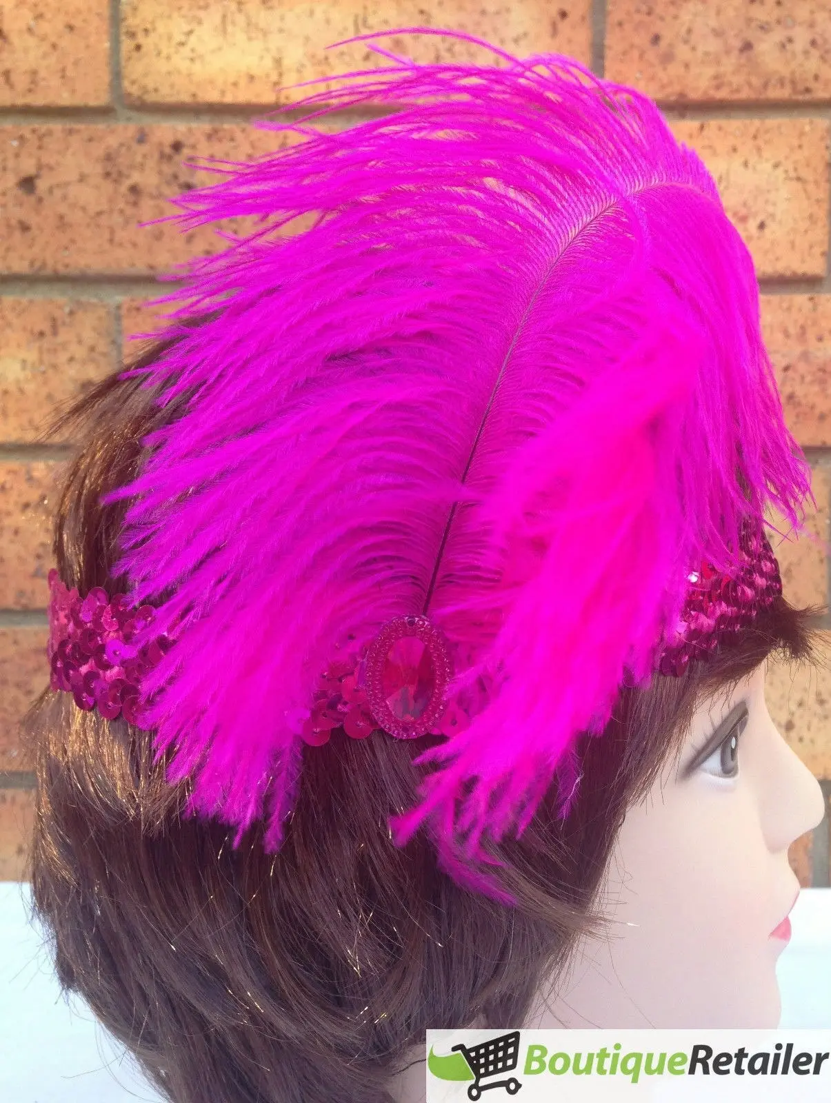 1920s FLAPPER HEADBAND Headpiece Feather Sequin Charleston Costume Gatsby Dance