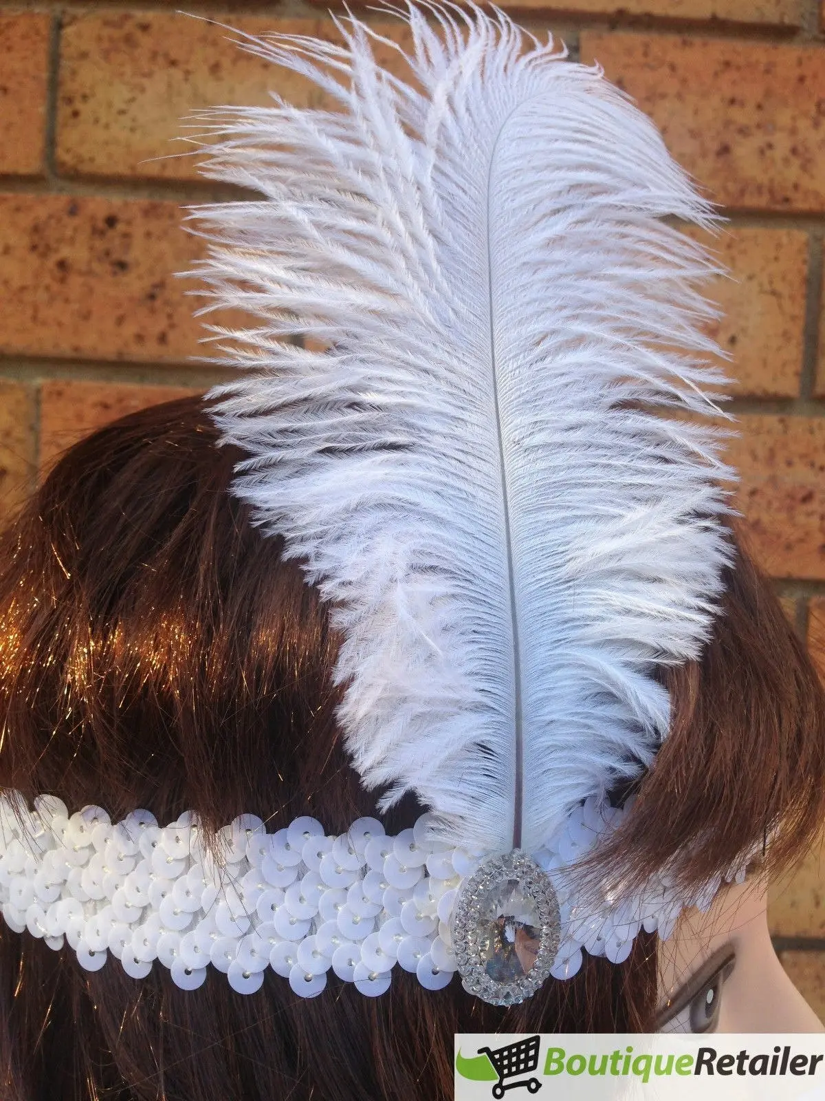 1920s FLAPPER HEADBAND Headpiece Feather Sequin Charleston Costume Gatsby Dance