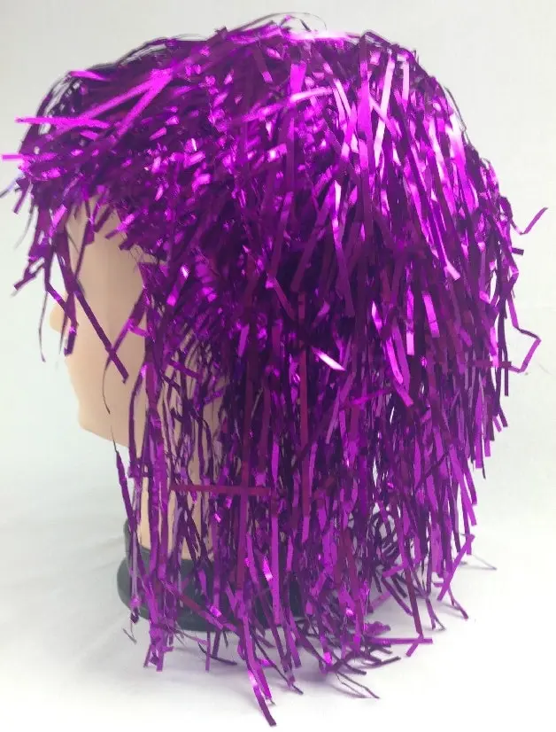 Tinsel Metallic Wig 70s 50s 20s Costume Mens Womens Unisex Disco Fancy Dress Up