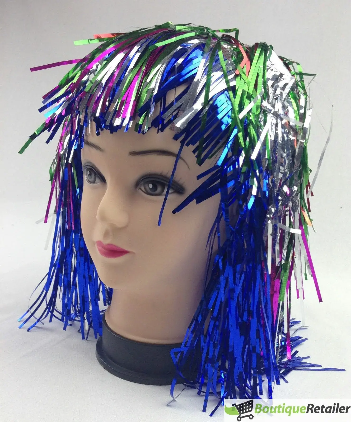 Tinsel Metallic Wig 70s 50s 20s Costume Mens Womens Unisex Disco Fancy Dress Up