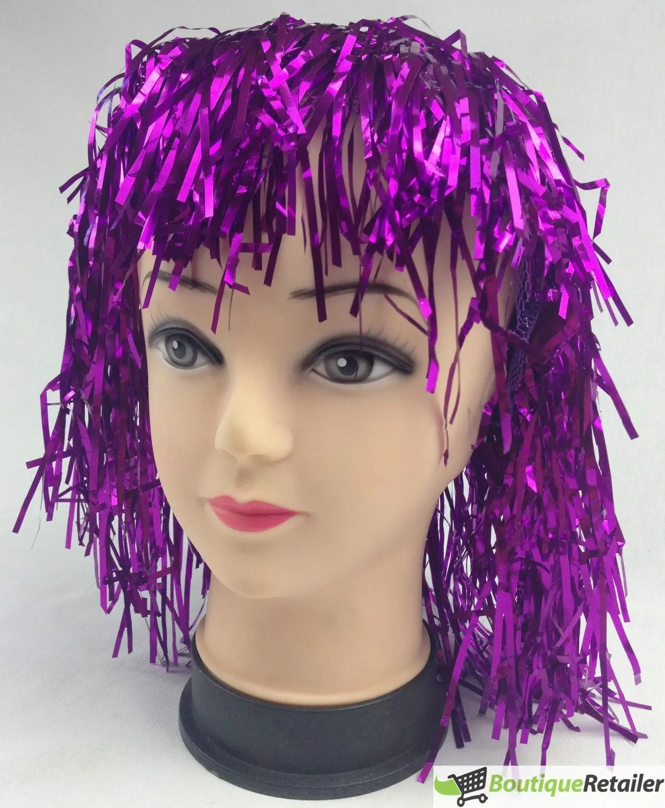 Tinsel Metallic Wig 70s 50s 20s Costume Mens Womens Unisex Disco Fancy Dress Up