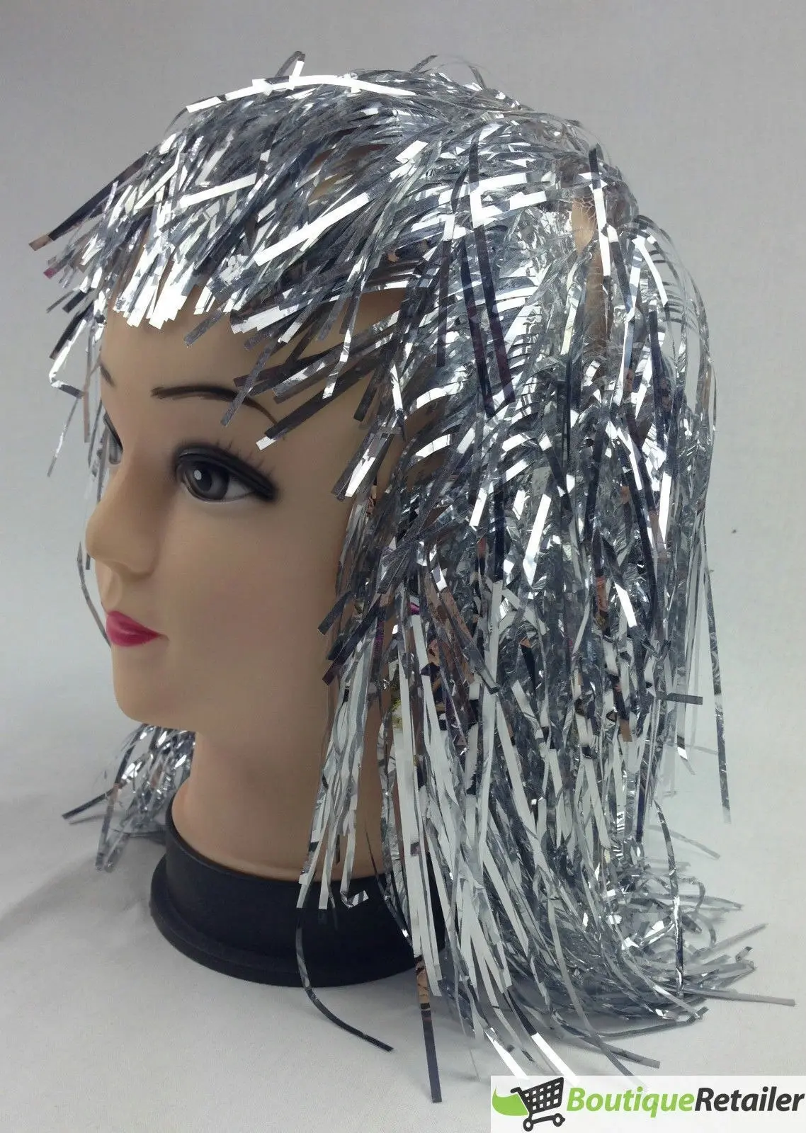 Tinsel Metallic Wig 70s 50s 20s Costume Mens Womens Unisex Disco Fancy Dress Up