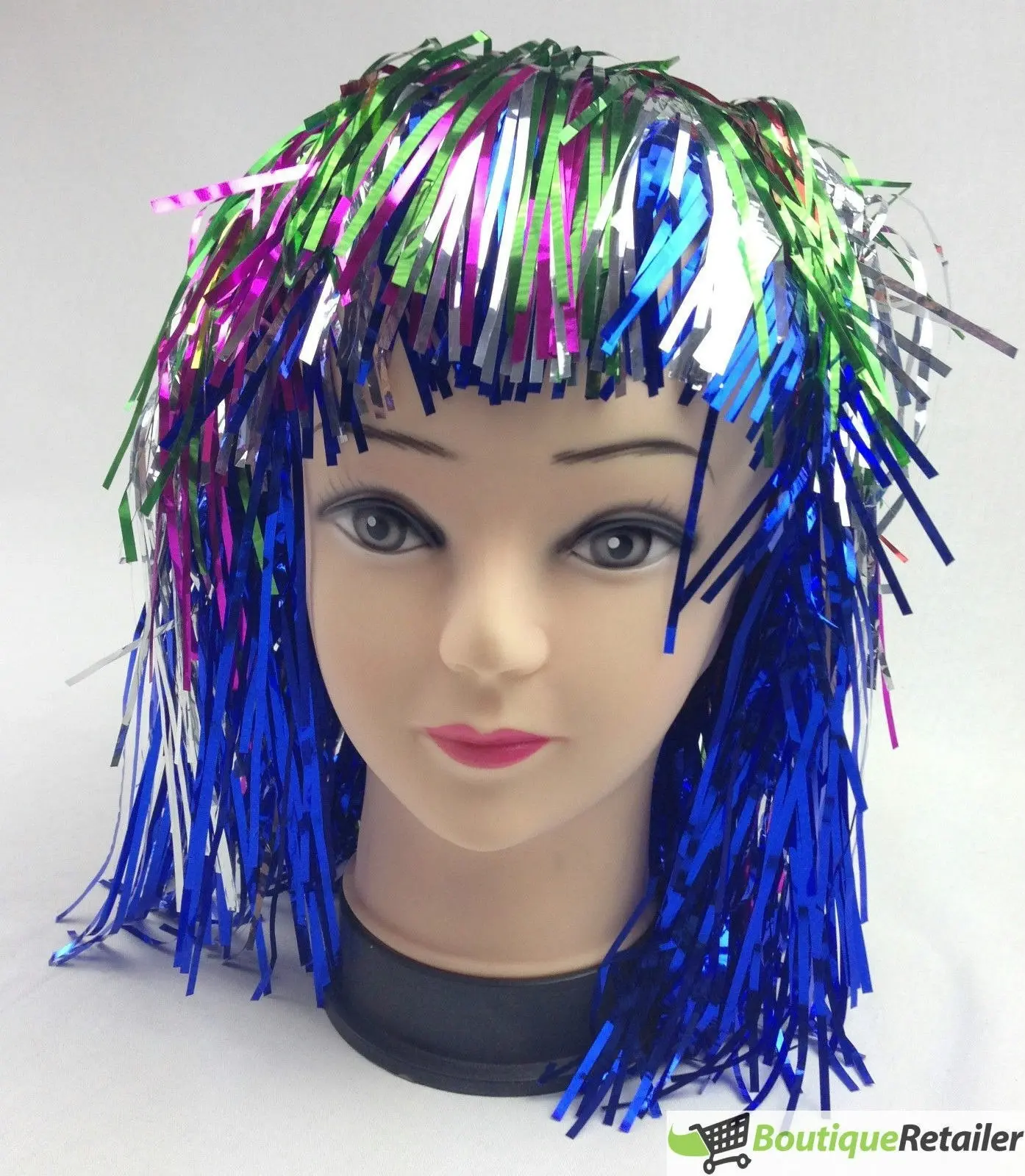 Tinsel Metallic Wig 70s 50s 20s Costume Mens Womens Unisex Disco Fancy Dress Up