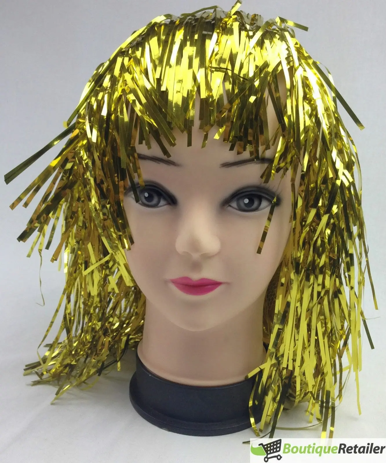 Tinsel Metallic Wig 70s 50s 20s Costume Mens Womens Unisex Disco Fancy Dress Up