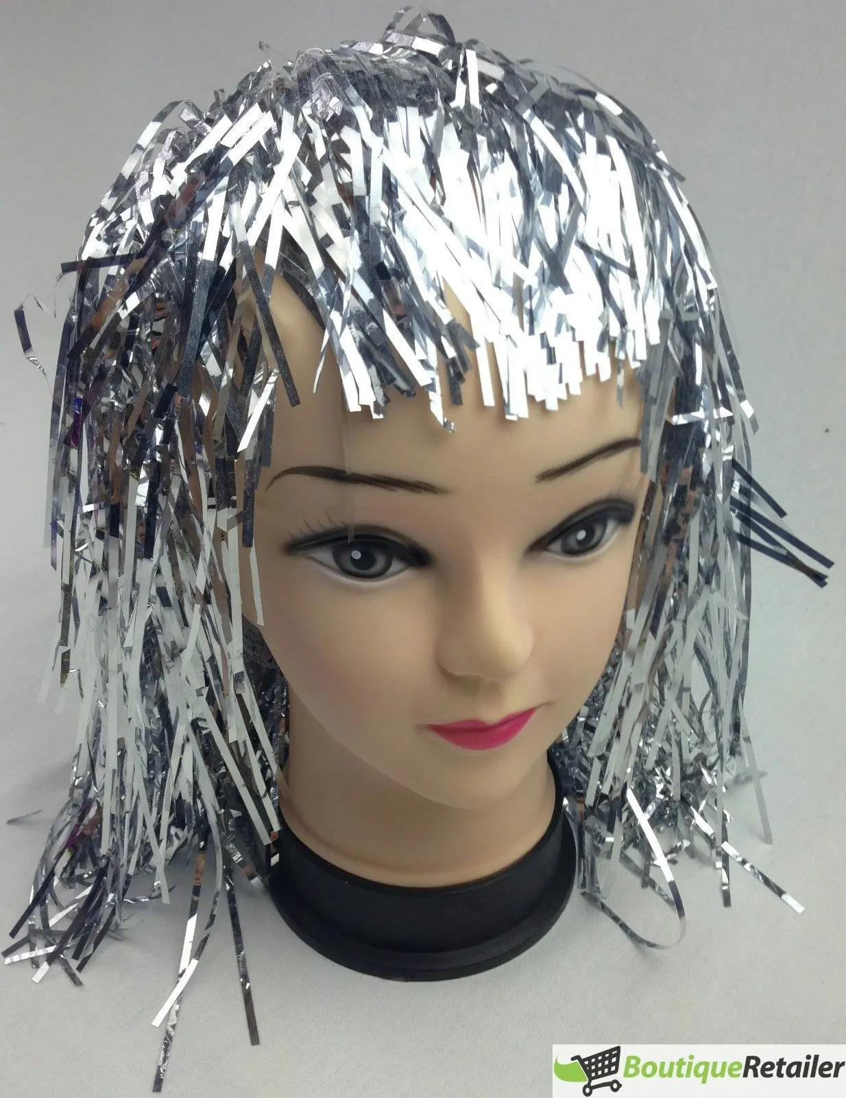 Tinsel Metallic Wig 70s 50s 20s Costume Mens Womens Unisex Disco Fancy Dress Up