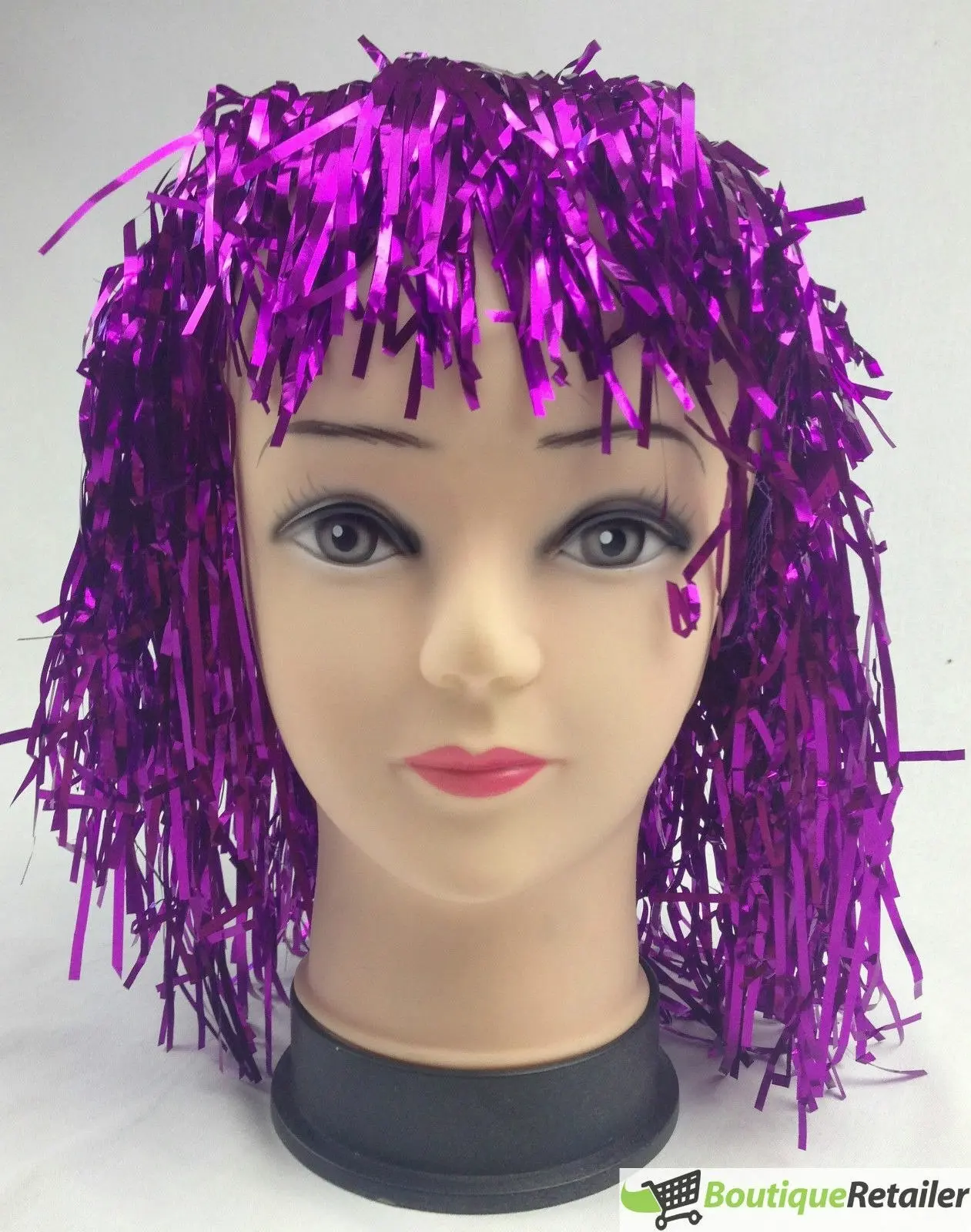 Tinsel Metallic Wig 70s 50s 20s Costume Mens Womens Unisex Disco Fancy Dress Up