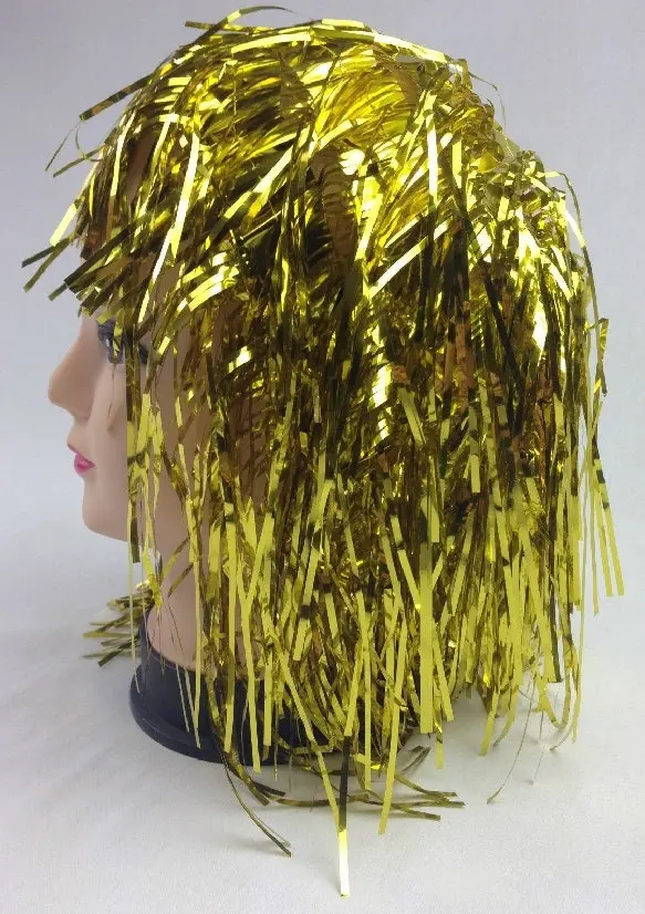 Tinsel Metallic Wig 70s 50s 20s Costume Mens Womens Unisex Disco Fancy Dress Up