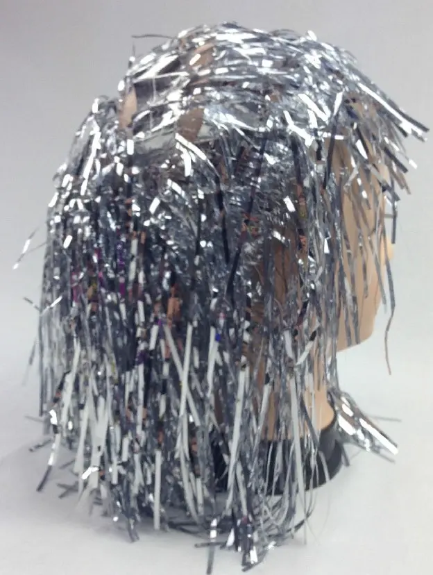 Tinsel Metallic Wig 70s 50s 20s Costume Mens Womens Unisex Disco Fancy Dress Up