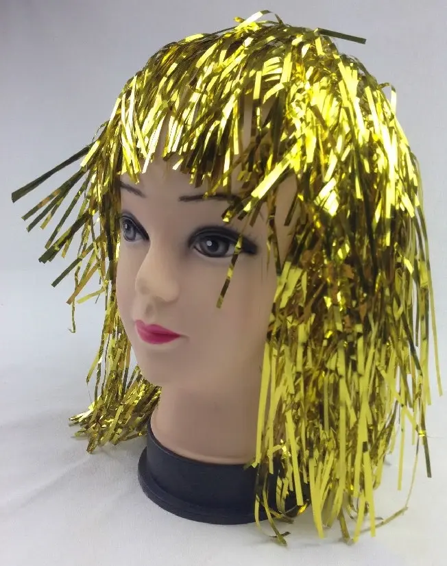 Tinsel Metallic Wig 70s 50s 20s Costume Mens Womens Unisex Disco Fancy Dress Up