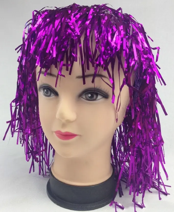 Tinsel Metallic Wig 70s 50s 20s Costume Mens Womens Unisex Disco Fancy Dress Up