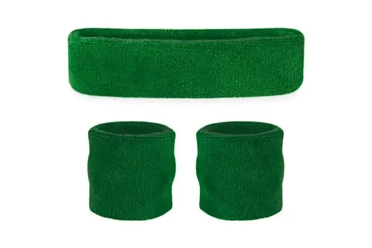 WRISTBAND & HEADBAND SET Tennis Terry Towelling Cotton Sweat Band Team Gym Kit