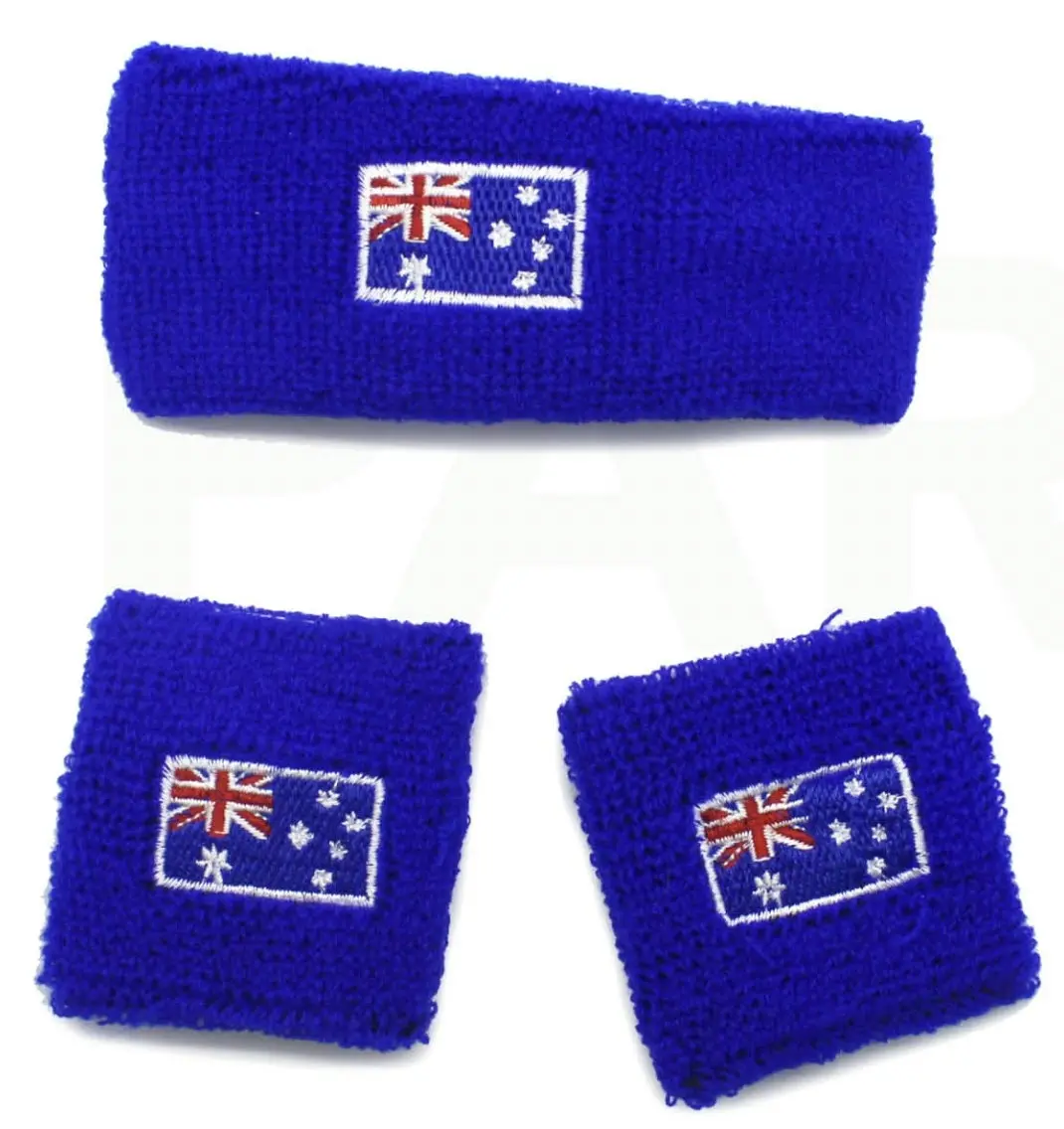 WRISTBAND & HEADBAND SET Tennis Terry Towelling Cotton Sweat Band Team Gym Kit