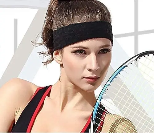 WRISTBAND & HEADBAND SET Tennis Terry Towelling Cotton Sweat Band Team Gym Kit