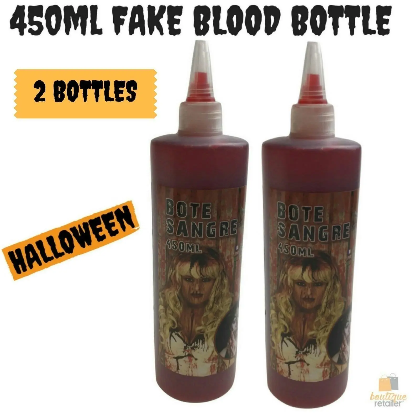 2x 450ml Bottle Vampire FAKE BLOOD Zombie Halloween Red Make Up Gel Cream Horror