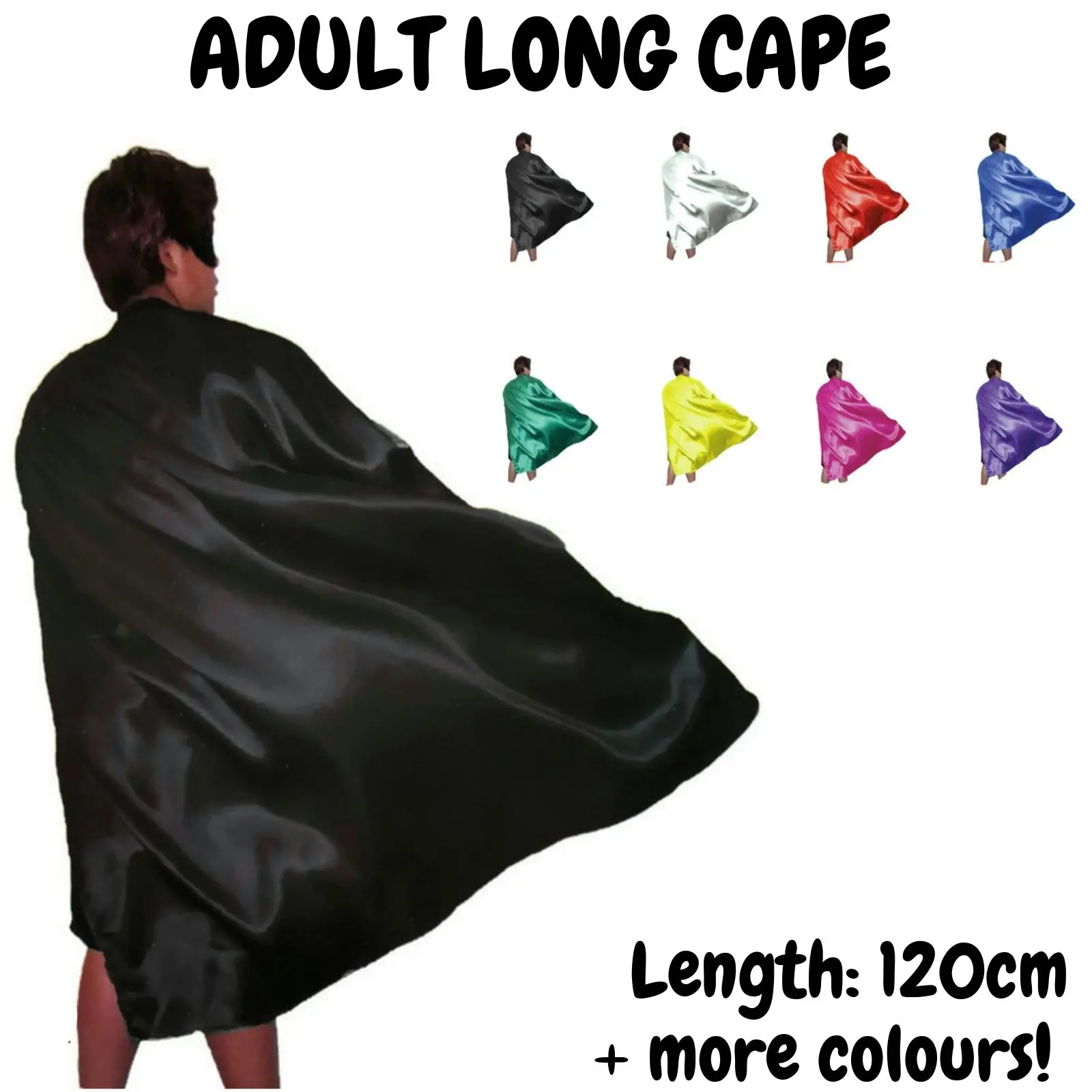 ADULT CAPE Costume Cloak Halloween Fancy Dress Coat Jacket Superhero Book Week