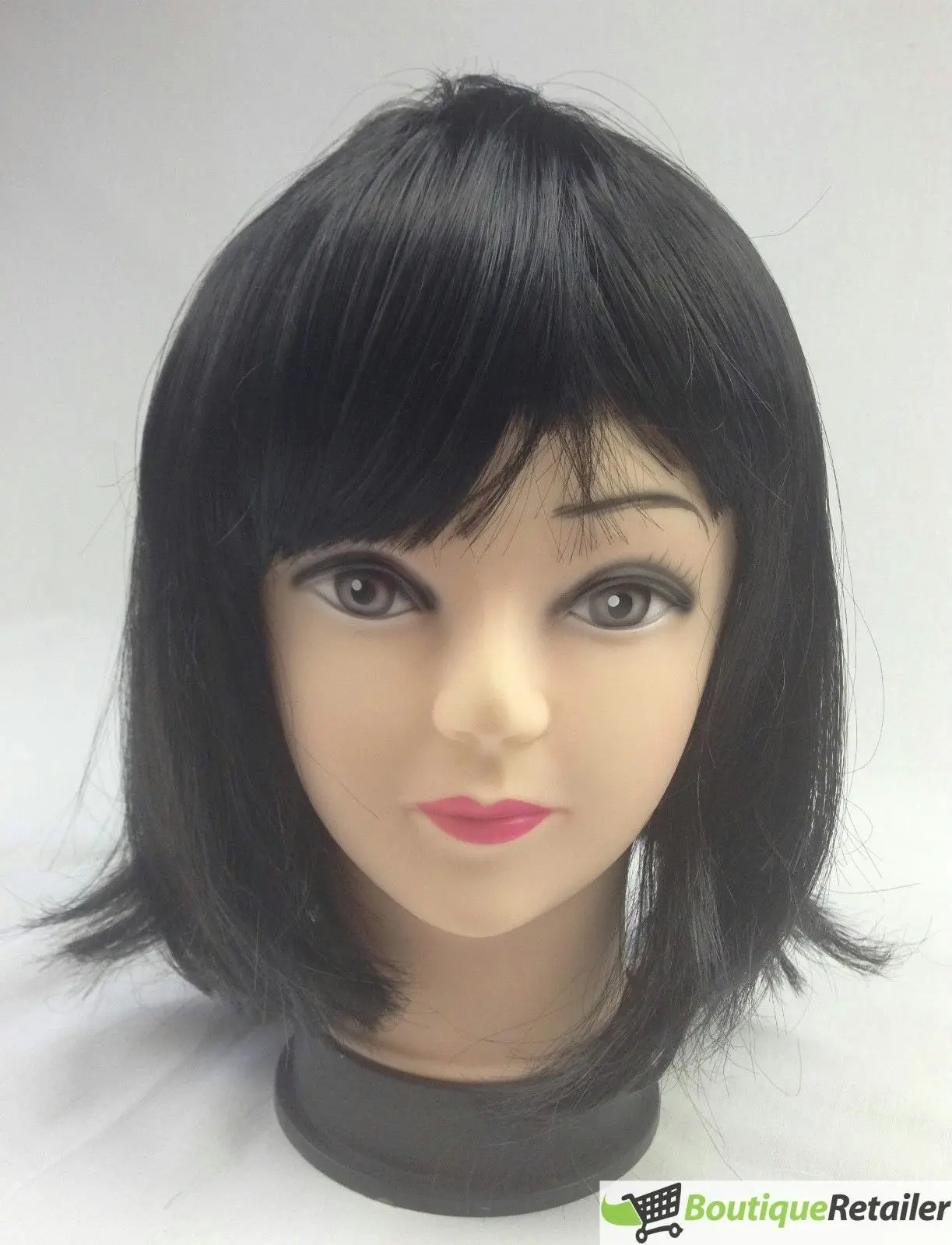 Bob Wig Costume Short Straight Fringe Cosplay Party Full Hair Womens Fancy Dress