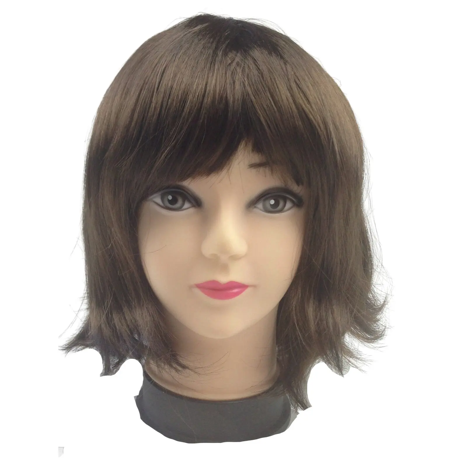 Bob Wig Costume Short Straight Fringe Cosplay Party Full Hair Womens Fancy Dress