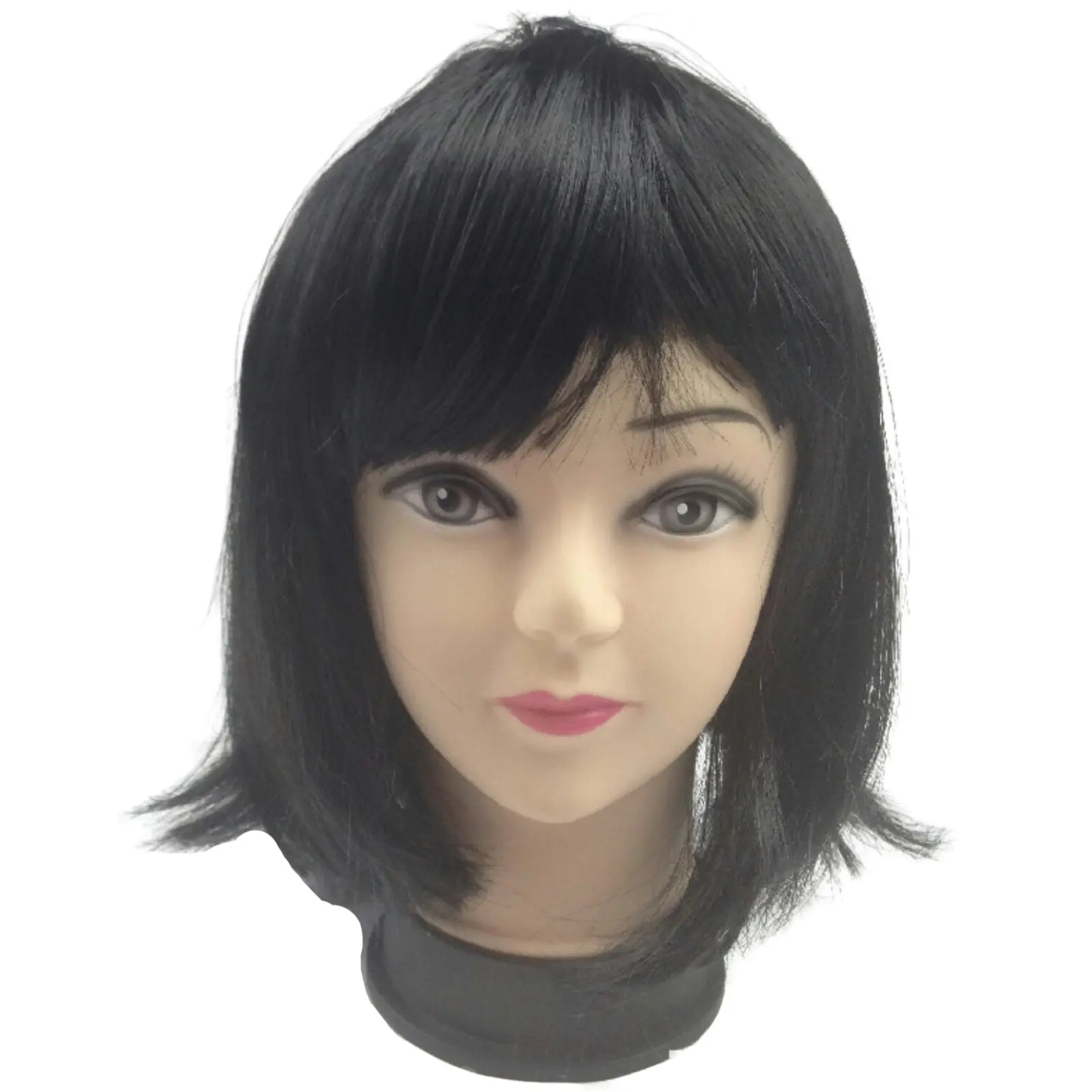 Bob Wig Costume Short Straight Fringe Cosplay Party Full Hair Womens Fancy Dress