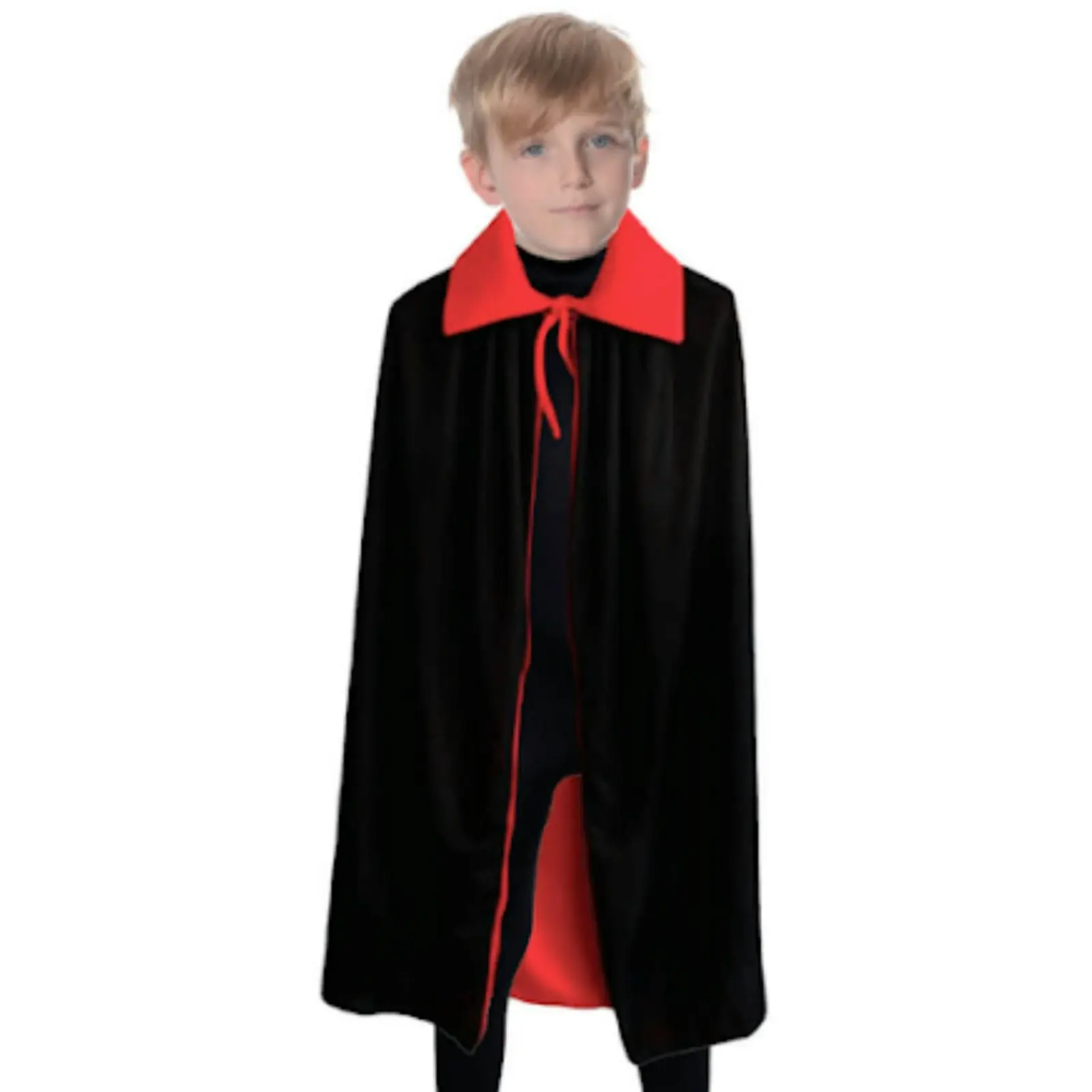 Halloween Kids Fancy Cape Red Black Long Cloak Coat Witch Ghost Vampire Costume