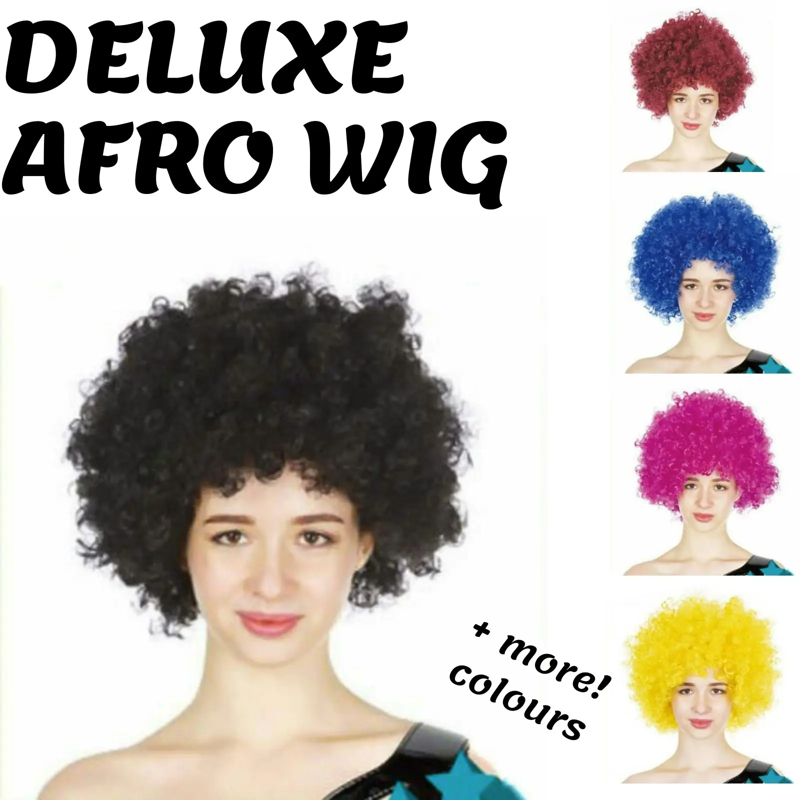 DELUXE AFRO WIG Curly Hair Costume Party Fancy Disco Circus 70s 80s Dress Up