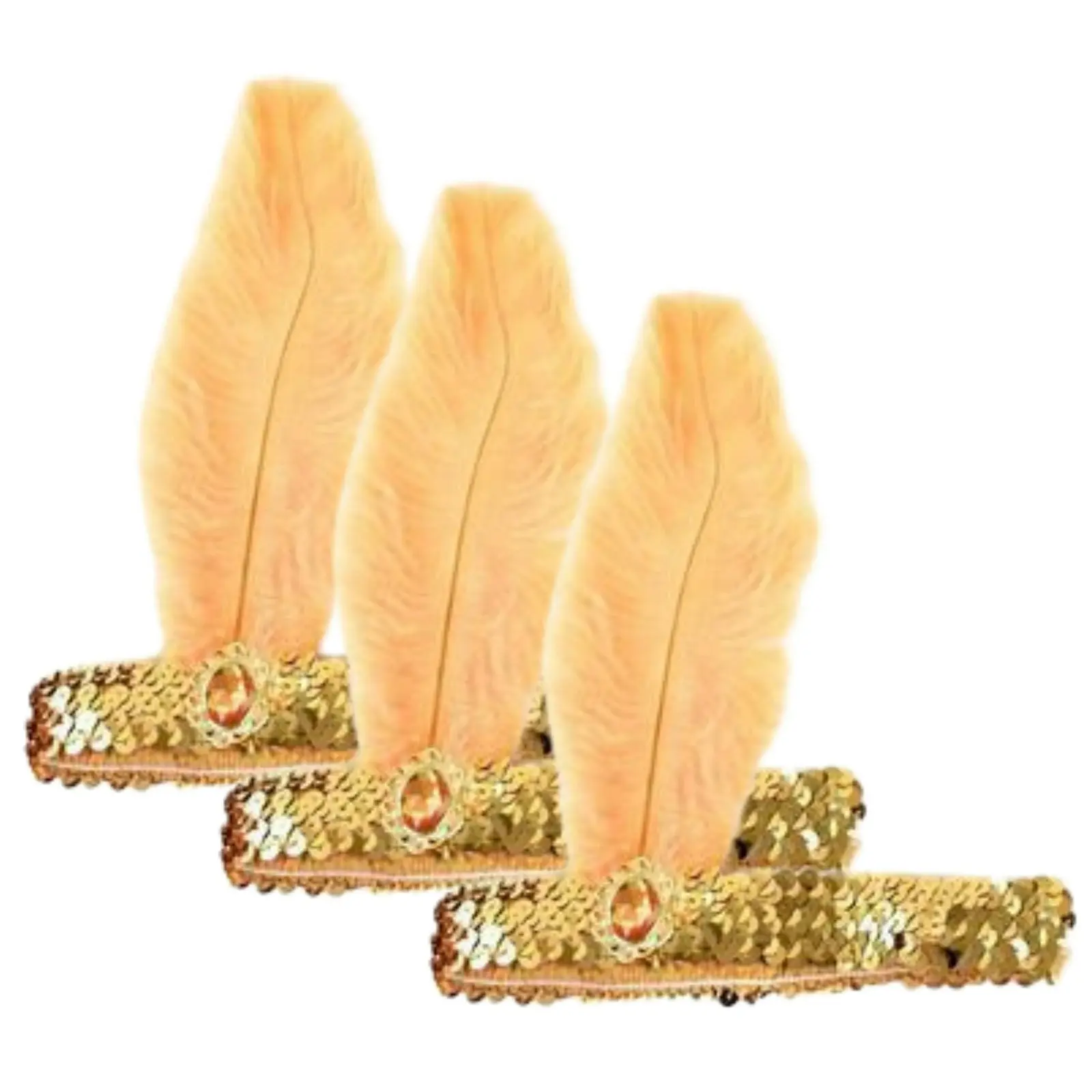 3x 1920s FLAPPER HEADBAND Headpiece Feather Sequin Charleston Costume Gatsby