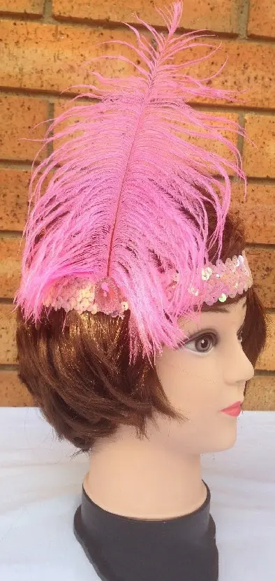 3x 1920s FLAPPER HEADBAND Headpiece Feather Sequin Charleston Costume Gatsby