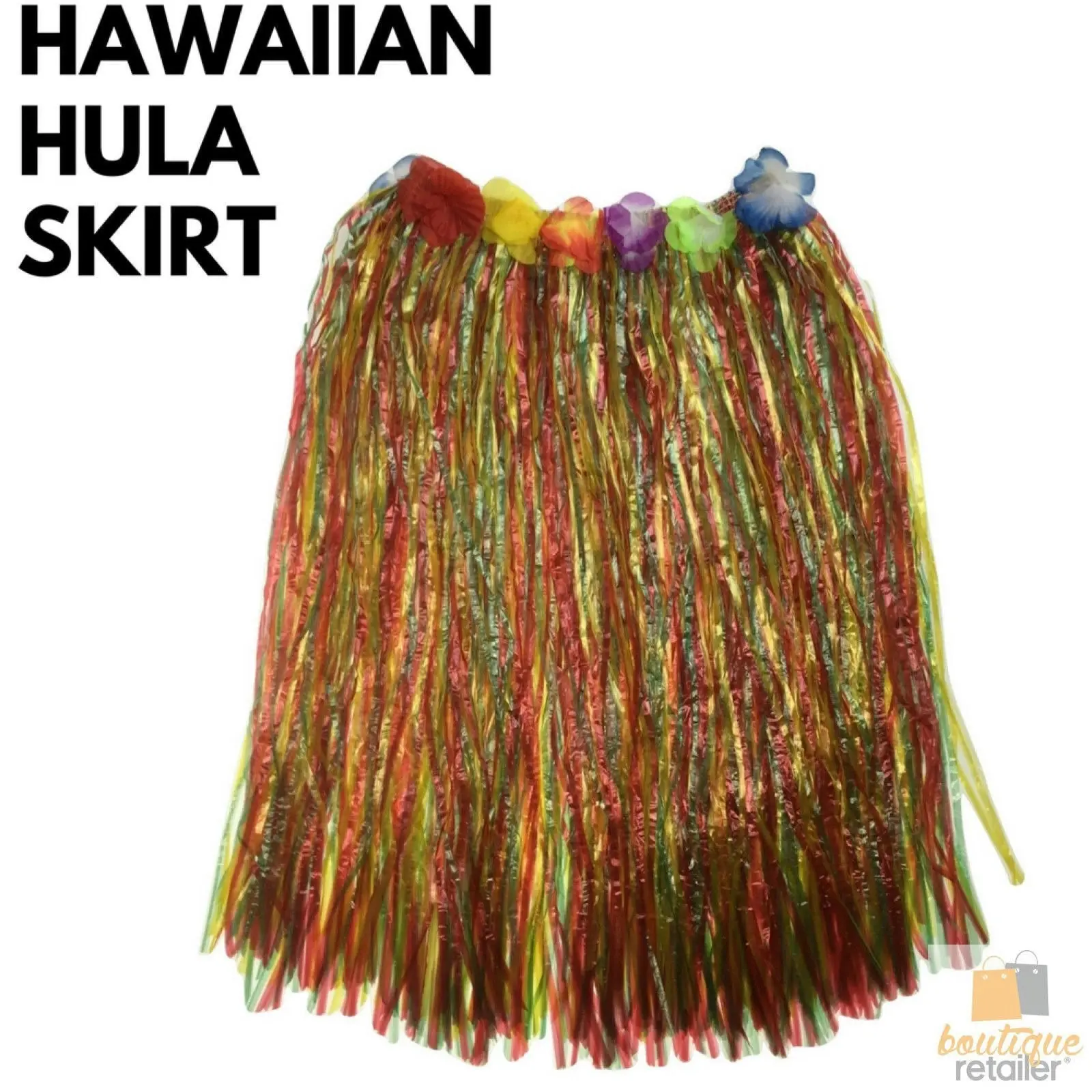 60cm HAWAIIAN HULA SKIRT Tropical Costume Dress Lei Grass Flower Party Adult